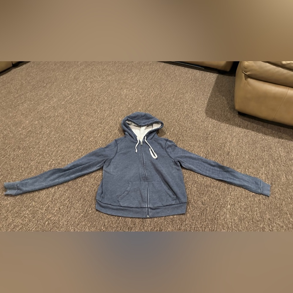 EUC Hollister Boys M Hooded Sweatshirt full zip jacket casual logo LS fleece - Picture 1 of 4
